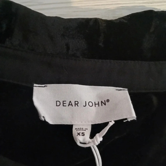 Dear John velvet button down blouse black long sleeve women's size extra small - Picture 7 of 9